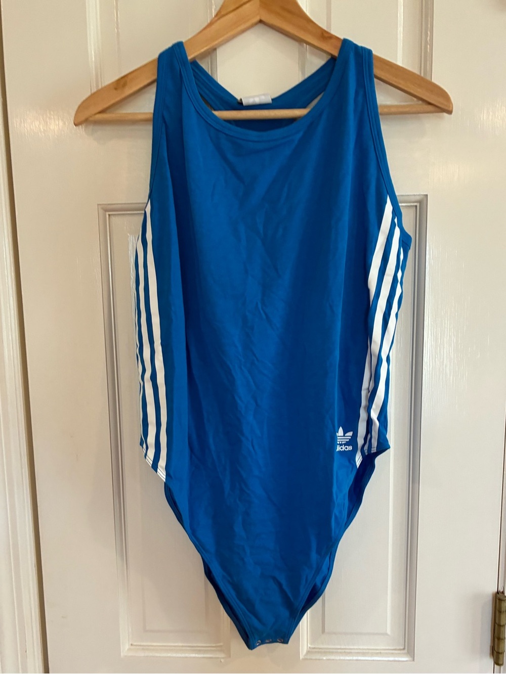 adidas Blue Girls' One-Piece Swimsuit with White Side Stripes